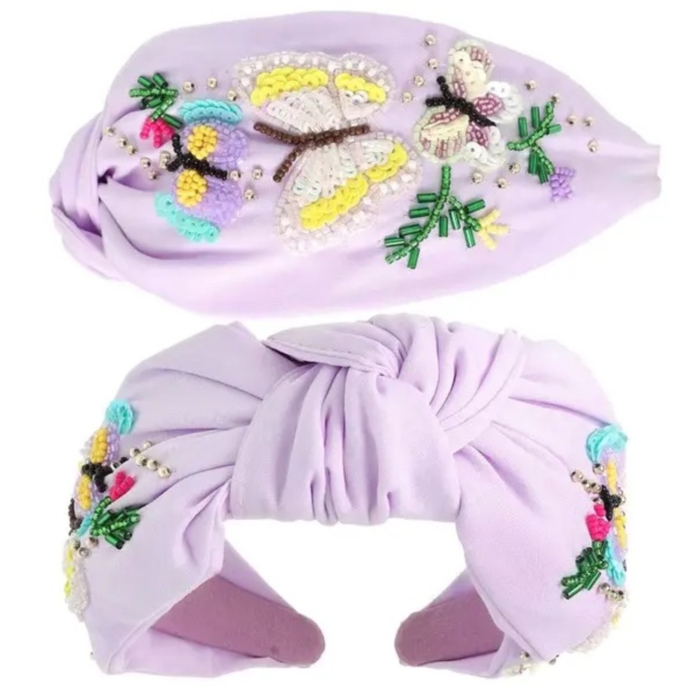 Add a bit of daily romance: Butterfly Garden Beaded Top Knotted Headband